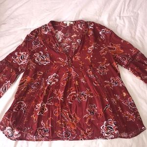 red floral boho top